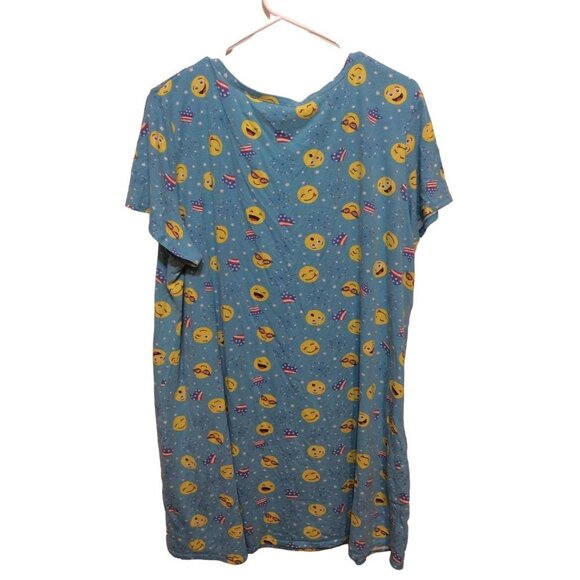 Secret Reasures Women Sleep Shirt Smiley Face Size 20 20W Blue Yellow sku11 - Picture 2 of 3